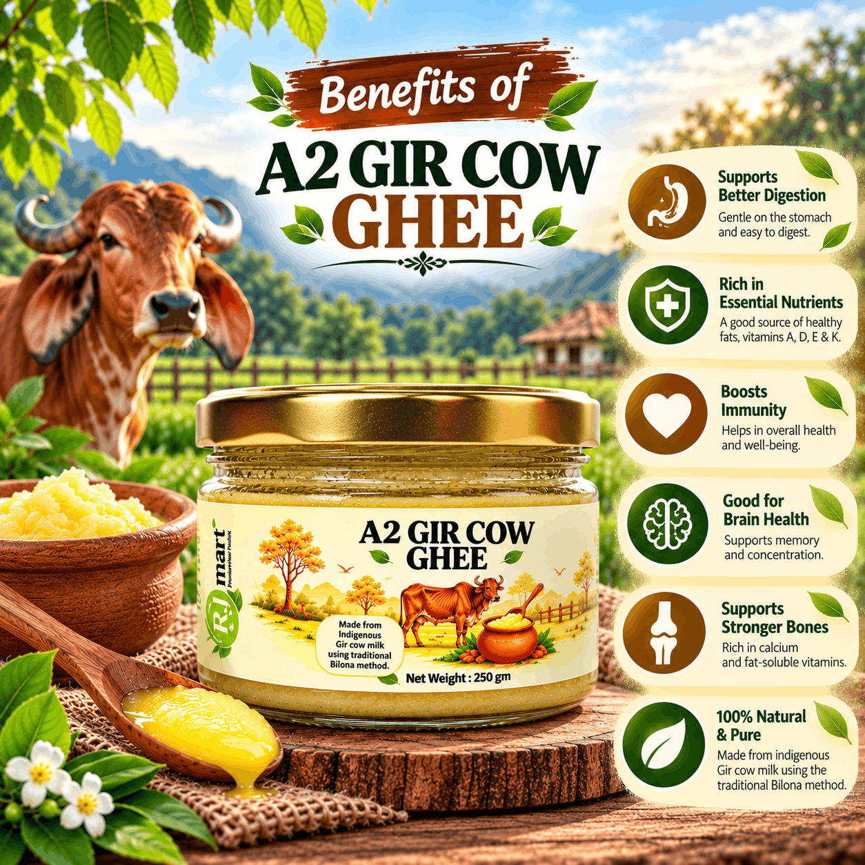 A2 Gir Cow Ghee Farm Fresh